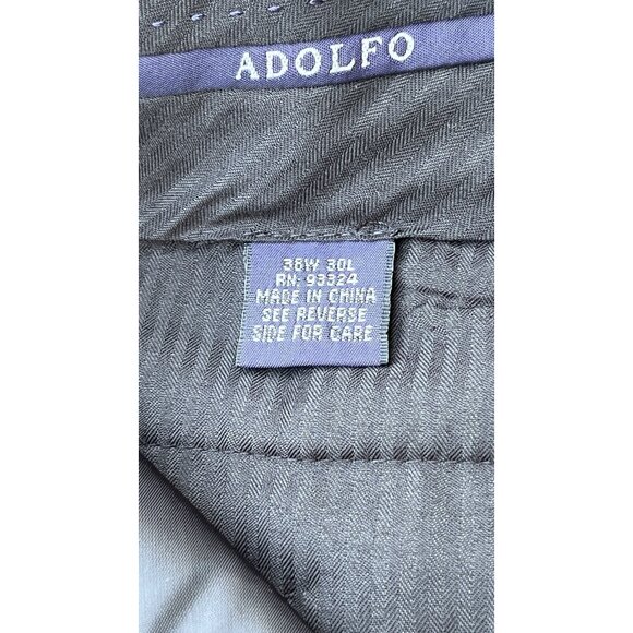 Adolfo Men’s Classic Pleated Black Dress Pants Trousers Size 38x30 Formal - Picture 12 of 15